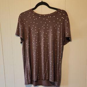Maurices 24/7 Tee Pink With Polka Dots Size L